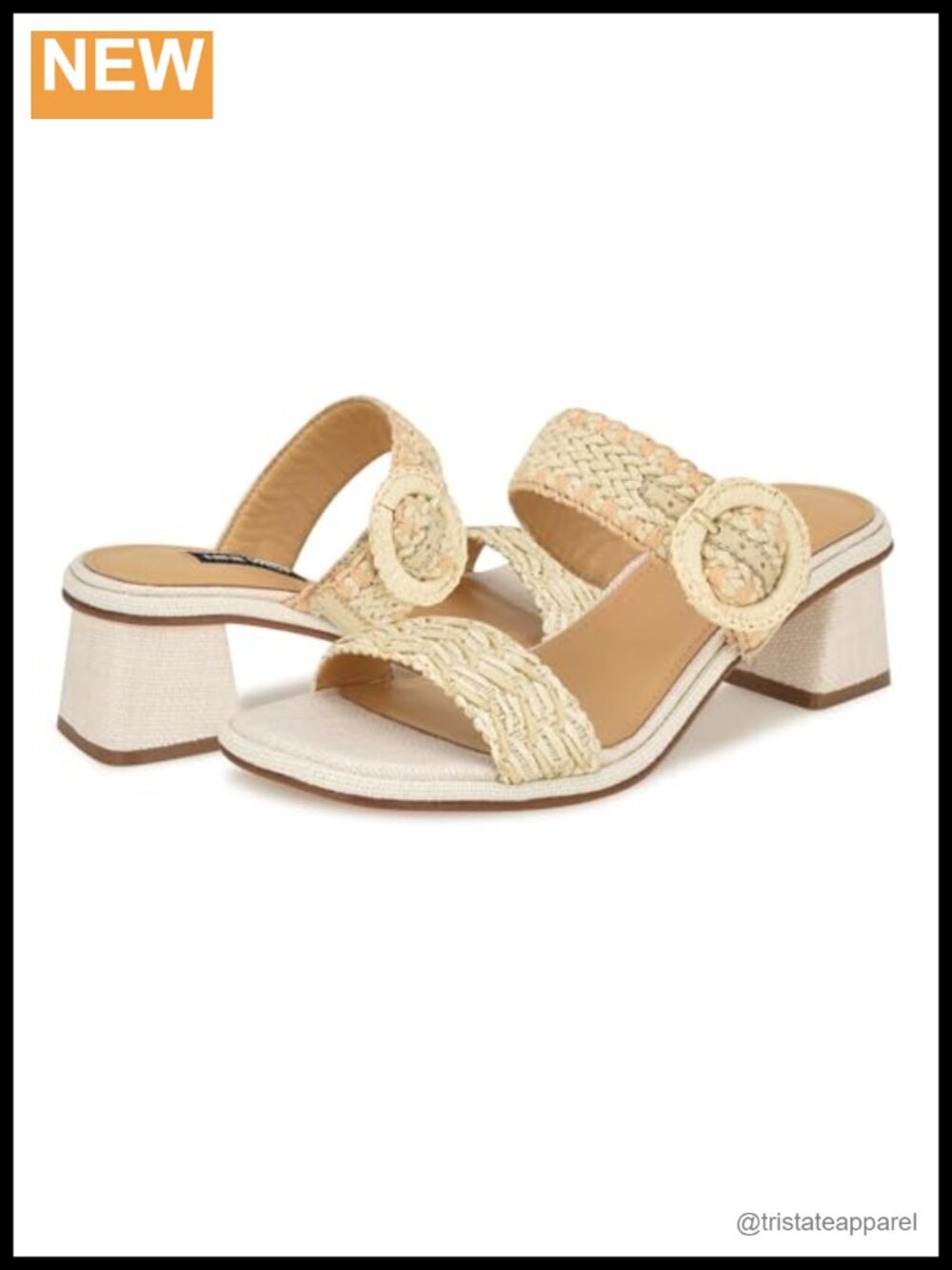 Nine West Emerey Woven Straps Block Heel Slip-On Dress Sandals